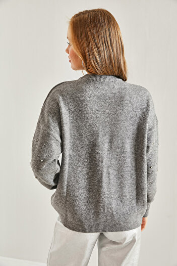 Bianco Lucci Women's Stone Embroidered Knitwear Sweater