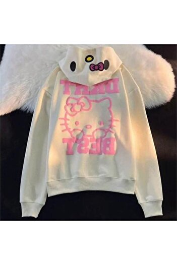 Köstebek Hello Kitty Cream Hooded Sweatshirt