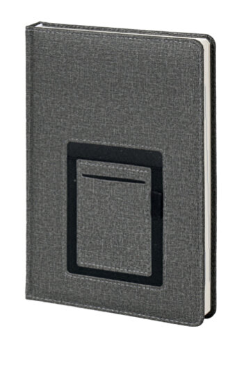 Kerem ofis Thermo Leather Kangaroo Model Striped Notebook - 15x21 Pocket, Phone Compartment, Undated Notebook