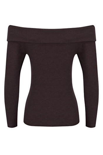 La Sarta Angeliq Brown Off-Shoulder Camisole Body
