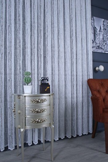 PERDECITY Tree Bark Pattern, Knitted Tulle Curtain, 300x260cm, 1/2 Sparse Pleat