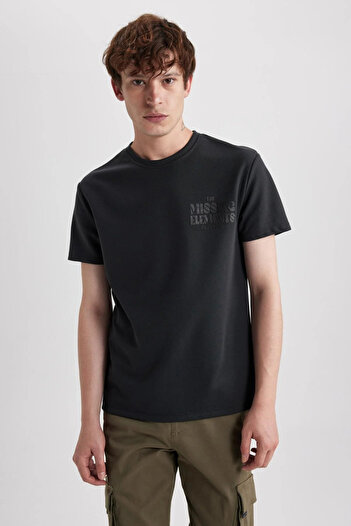 DeFacto Regular Fit Crew Neck Printed Short Sleeve Heavy Fabric T-Shirt A6870ax23au