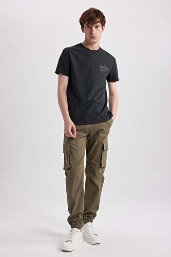 DeFacto Regular Fit Crew Neck Printed Short Sleeve Heavy Fabric T-Shirt A6870ax23au