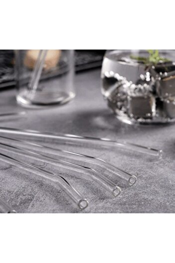 Pembelia Life 4 Transparent Curved Glass Straws