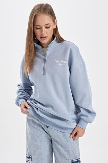 DeFacto Φούτερ Coool Oversize Fit με μισό φερμουάρ A2230ax23wn