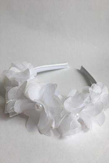 Hobigram White Chiffon Floral Satin Overlay Wedding Wedding Engagement Bridal and Girl's Crown for the Most Beautiful Brides – Ta