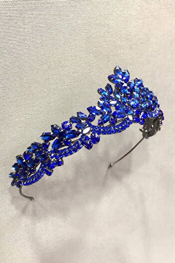 Hobigram Henna și coroană de mireasă cu piatră de cristal albastru pentru cele mai frumoase mirese – coroană, piatră de cristal, model elegant, coroană de mireasă
