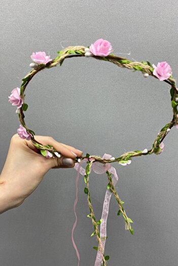 Hobigram Bridesmaid Crown with Pink Paper Roses and Leaves and Children's Crown as a Gift for the Most Beautiful Brides – Crown – Crown