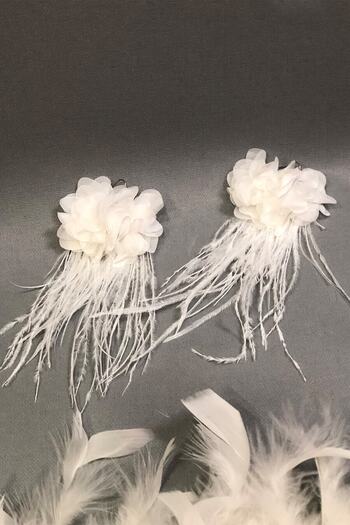 Hobigram Earring Types White Feather Flower Earrings – Special Design, Accessories, Quality Production, Eye-Catching Style –