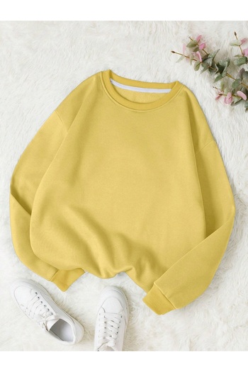 Mad&Calf Γυναικείο φούτερ Basic 0 Crew λαιμόκοψη χωρίς στάμπα μονόχρωμο oversize φαρδύ φλις φούτερ