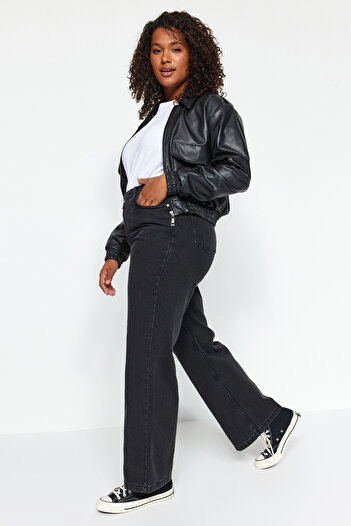 Trendyol Curve Anthracite Wide Cut Jeans TBBAW24CJ00008