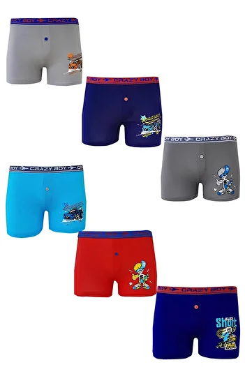 Tutku Dode Flora Tutku 0253 Boxer economic pentru băiat, cu modele mixte, 6 piese