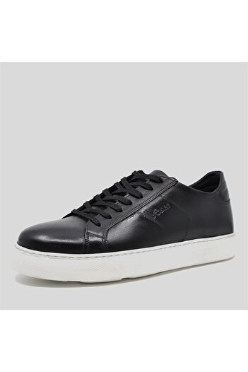 Fosco Hakiki Deri Sneaker Spor Erkek Ayakkabı Siyah 9757