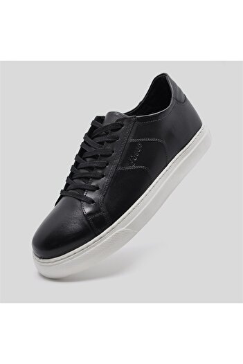 Fosco Hakiki Deri Sneaker Spor Erkek Ayakkabı Siyah 9757