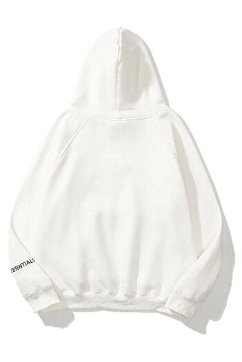 Benisengiydir Φούτερ με κουκούλα Unisex White Essentials με στάμπα oversize