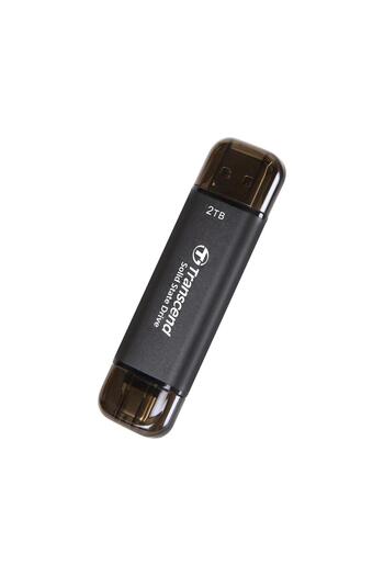 Transcend TS2TESD310C، قرص SSD خارجي، سعة 2 تيرابايت، ESD310C، USB 10 جيجابت في الثانية، نوع C/A، أسود