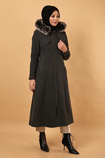 Modamihram Zippered Hooded Coat Anthracite 12265