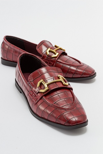 LuviShoes JETLA Claret Red Printed Women's Loafer