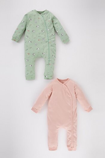 DeFacto Baby Girl Patterned Long Sleeve Combed Cotton 2-Piece Jumpsuit