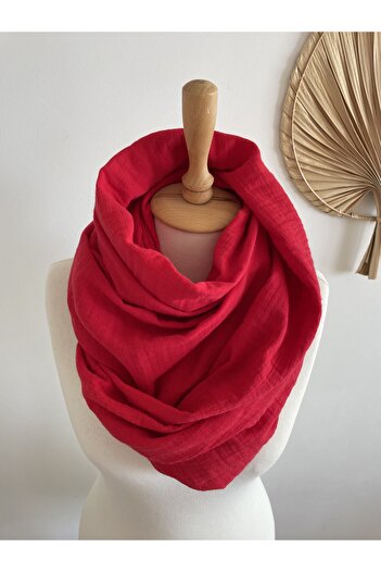 LeBohas Red Cotton Shawl Soft Natural Fabric