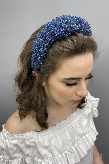 Hobigram Navy Blue Polaris Crystal Stone Bridal and Henna Crown