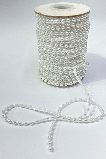 Hobigram Beads Assortment White Plastic Strip Half Pearl 4 mm 10 Mt – Beads, Stylish Design, Women's Accessory –