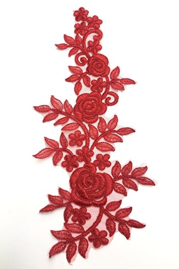 Hobigram Decorative Ribbon Red Rose Patterned Lace Guipure Applique – Decorative Ribbon, Stylish Design – Decorative Ribbon