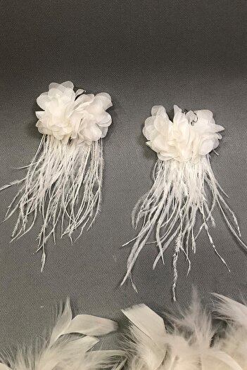 Hobigram Earring Types White Feather Flower Earrings – Special Design, Accessories, Quality Production, Eye-Catching Style –