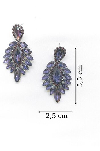 Hobigram Earrings Assortment Women's Purple Color Crystal Stone Dangle Evening Dress Earrings – Bijoux Earrings, Stylish Design – B
