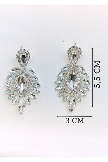 Hobigram Earring Types Women's Silver Color Crystal Stone Drop Dangle Evening Dress Earrings – Bijoux Earrings – Bijute
