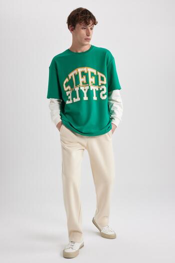 DeFacto Regular Fit Sweatpants Elastic Waist Fleto Pocket Straight Leg A3359Ax23Au