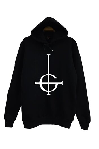 fame-stoned Φούτερ με κουκούλα Ghost Printed Unisex 100% βαμβακερό μαύρο