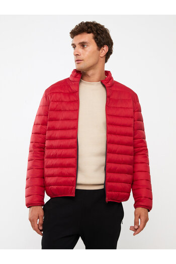 LC Waikiki Men's Puffer Jacket - Standard Fit, Stand Collar