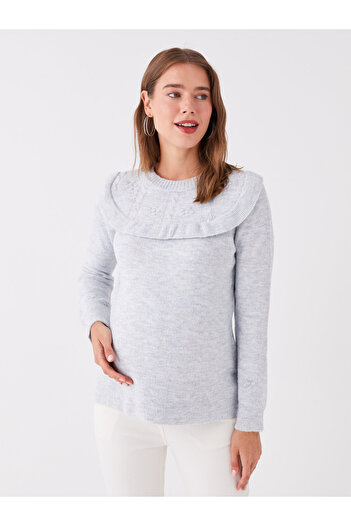 LC Waikiki Crew Neck Self Patterned Long Sleeve Maternity Knitwear Tunik