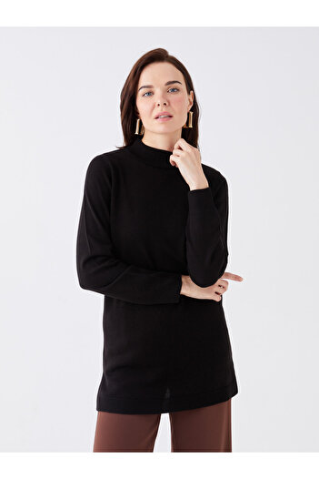 LC Waikiki Half Turtleneck Plain Long Sleeve Women's Knitwear Tunic