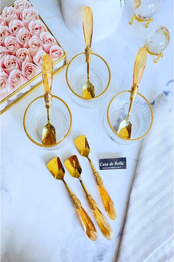 CASA DE BELLA Gold 6-Person Crystal Ice Cream Spoon