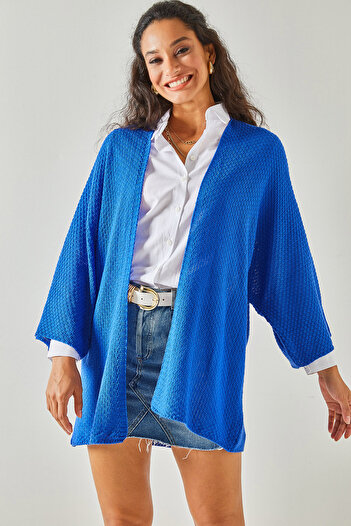 Olalook Women's Saks Blue Bat Spring Cardigan HRK-19000057