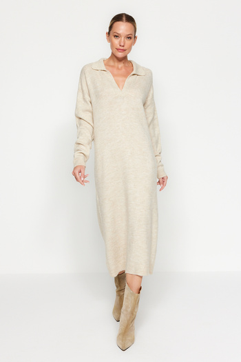 Trendyol Collection Rochie midi din tricotaje cu textura de piatră durabilă - textura moale TWOAW24EL00520