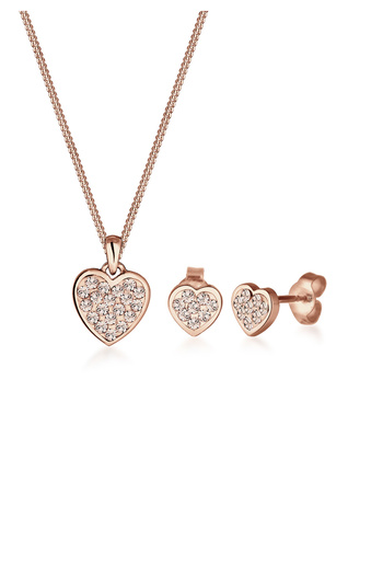 ELLI Schmuckset Herz Kristalle 925 Silber Amour