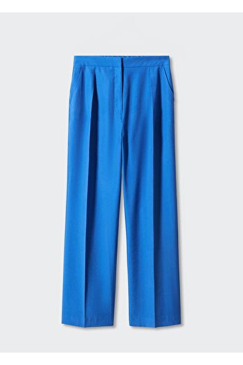 MANGO Woman Pilili düz kesim pantolon