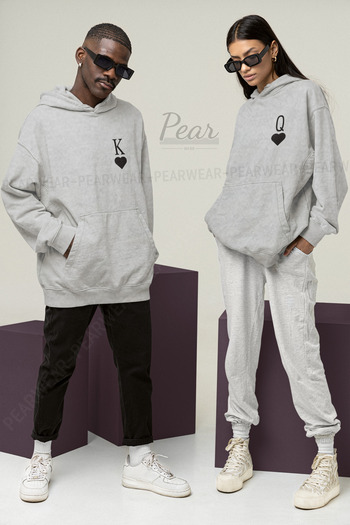 Pear Wear King Queen з принтом, подвійний світшот, унісекс, оверсайз, комплект для закоханих, худі