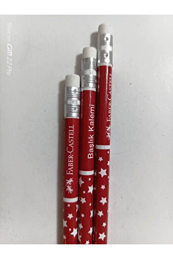 Faber Castell Red pencil with eraser and star pattern (3 pieces)