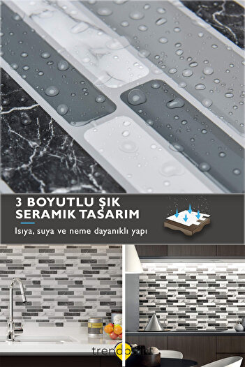 Trendpoint 1adet 3d 30cm×30cm Mutfak Tezgah Arkası Kaplama Kendinden Yapışkanlı Mozaik Görünüm