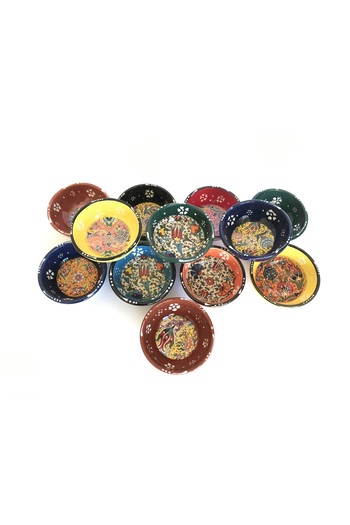 Kardelen Tile Set of 12 8'cm Jam, Sauce and Snack Bowls