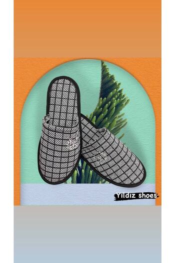 YILDIZ SHOES Μοτίφ Ανδρικές Παντόφλες Σπίτι Κεντημένες Καθημερινές Κλειστές Μπροστινές Παντόφλες Επισκεπτών Χειμερινές Παντόφλες Επισκεπτών Σπίτι Μαύρες