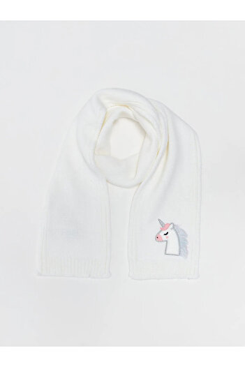 LC Waikiki Lcw Accessories Unicorn Embroidered Girl's Scarf and Beret