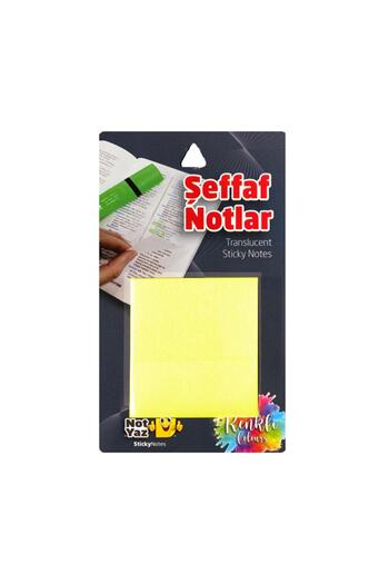 NotYaz Transparent Yellow Sticky Note Paper 75x75mm 50 Sheets