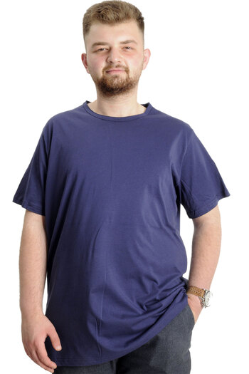 ModeXL Large Size Men's T-shirt Crew Neck Basic 23035 Light Navy