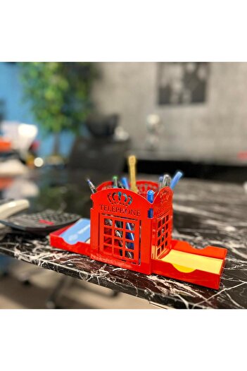 decorelax Phone Booth Themed Pen Holder Red