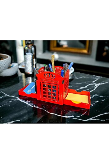 decorelax Phone Booth Themed Pen Holder Red